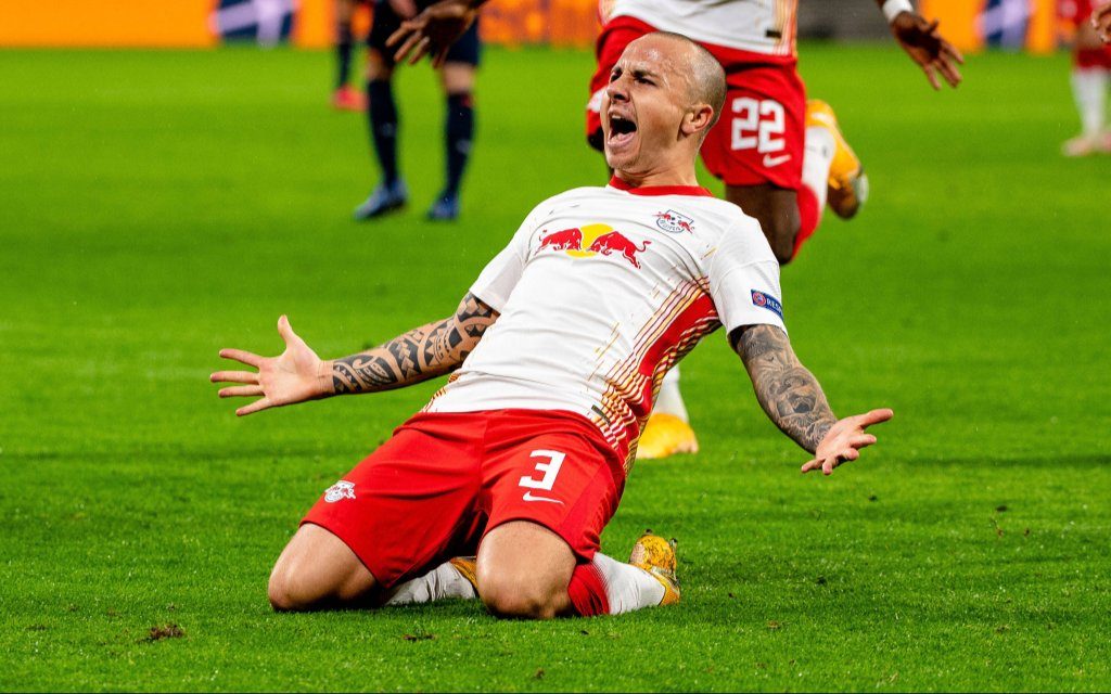 Fußball Champions League Gruppenphase 1.Spieltag RB Leipzig - Istanbul Basaksehir am 20.10.2020 in der Red Bull Arena in Leipzig Torjubel zum 1:0 durch Jose Angel Esmoris Tasende Leipzig