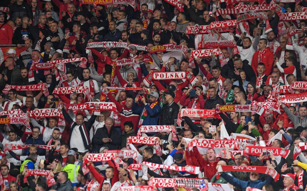 September 25, 2022, Cardiff, South Glamorgan, United Kingdom: Poland supporters during the UEFA Nations League Group A4 match between Wales vs Poland at Cardiff City Stadium