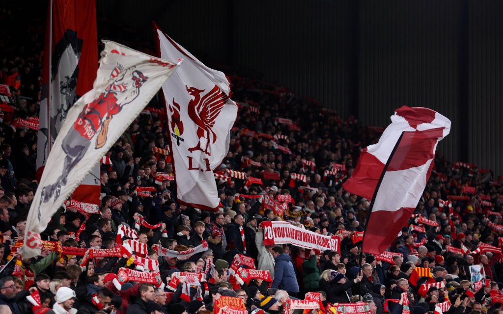 Liverpool FC v Qarabag FK - UEFA Champions League 2025/26 League Phase MD8 Liverpool fans in the Kop ahead of the UEFA Champions League 2025/26 League Phase MD8 match between Liverpool FC and Qarabag FK at Anfield on January 28, 2026 in Liverpool, England.